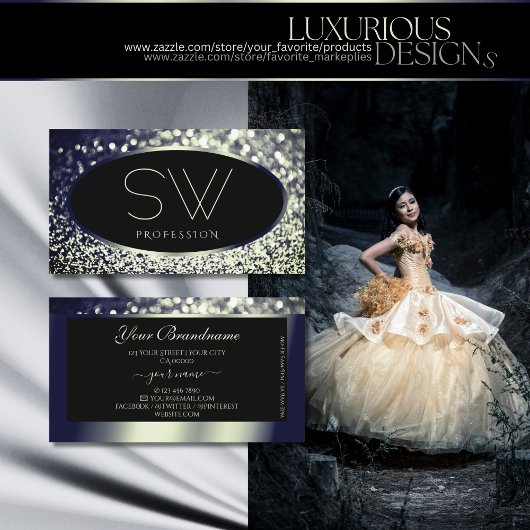 Carte De Visite Noble Parties scintillant d'étincelle en argent no