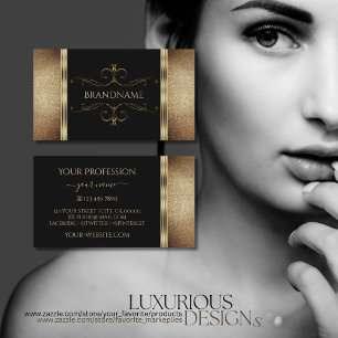 Carte De Visite Noble Parties scintillant d'or noir élégant orneme