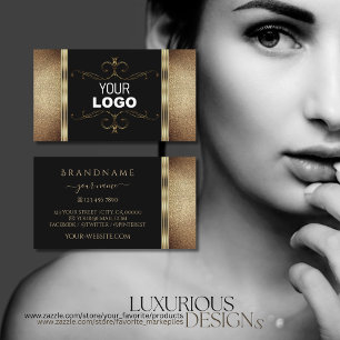 Carte De Visite Noble Parties scintillant d'or noir logo ornementa