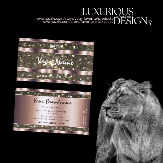 Carte De Visite Noble Parties scintillant or Étoiles Étoiles Rose 