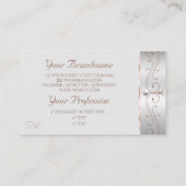 Carte De Visite Noble Rose Argent Ornate Sparkle Diamonds Initiale (Dos)