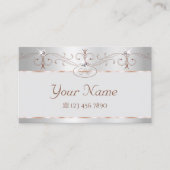 Carte De Visite Noble Rose Argent Ornate Sparkle Diamonds Initiale (Devant)