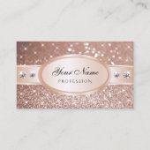 Carte De Visite Noble Rose Parties scintillant d'or étoiles Diamon (Devant)