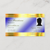 Carte De Visite Noble Royal Blue brillant or bordures Monogramme P (Dos)