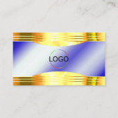 Carte De Visite Noble Royal Blue Shiny Gold Borders Logo QR Code (Devant)