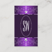 Carte De Visite Noble violet foncé Lilac Ornement Ornat Initiales (Devant)