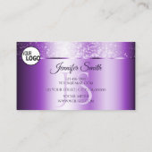 Carte De Visite Noble violet Parties scintillant Étoiles Monogramm (Dos)