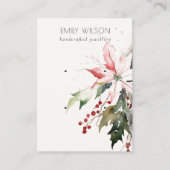 Carte De Visite Noël Berry Poinsettia Aquarelle 2 oreille (Devant)