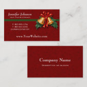 Carte De Visite Noël cloches et Holly Feuille rouge (Devant / Derrière)