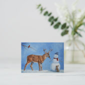 Carte De Visite Noël des Deer & Funny Snowman (Debout devant)