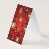 Carte De Visite Noël Golden Snowflakes sur Arrière - plan rouge (Devant)