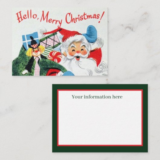 Carte De Visite Noël Noël Noël à Père Noël (Devant / Derrière)