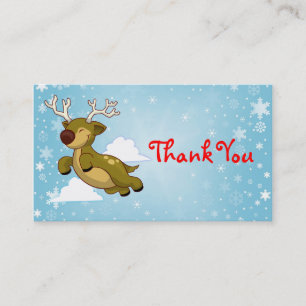 Carte De Visite Noël Reindeer Merci