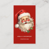 Carte De Visite Noël rétro Holly Jolly Santa Claus (Devant)