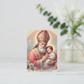 Carte De Visite Noël Saint Nicolas. Jour de la fête du bébé Jésus (Debout devant)