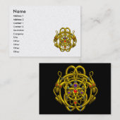 Carte De Visite NŒUDS CELTIQUES OR DRAGONS JUMEAUX Perle noire et (Devant / Derrière)