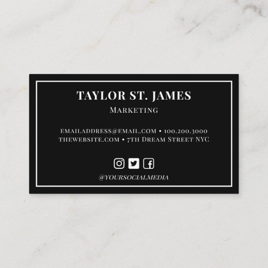 Carte de visite noir (Dos)