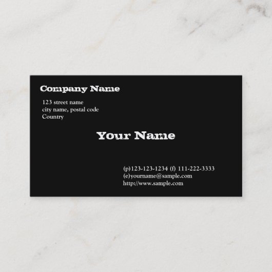 Carte De Visite noir (Devant)
