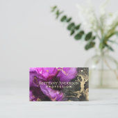 Carte De Visite Noir Abstrait céleste violet or (Debout devant)