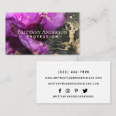 Carte De Visite Noir Abstrait céleste violet or (Devant / Derrière)