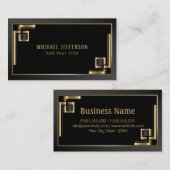 Carte De Visite Noir abstrait de professionnel et conception d'or (Devant / Derrière)
