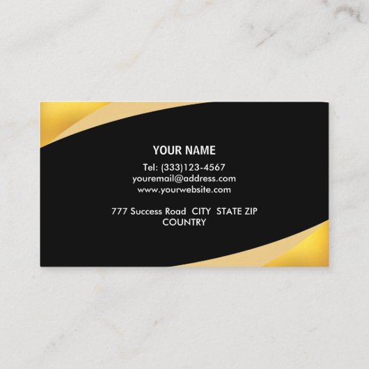 Carte De Visite Noir Abstrait et or (Dos)