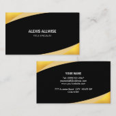 Carte De Visite Noir Abstrait et or (Devant / Derrière)