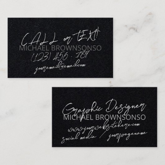 Carte De Visite Noir Abstrait fonctionnel (Devant / Derrière)