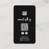 Carte De Visite Noir Abstrait | Social Media QR Code (Devant)