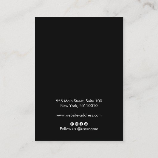 Carte De Visite Noir Ajouter Logo Signature Script d'oreille Bijou (Dos)
