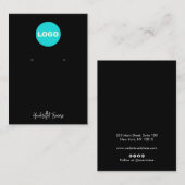 Carte De Visite Noir Ajouter Logo Signature Script d'oreille Bijou (Devant / Derrière)