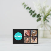 Carte De Visite Noir Ajouter logo Social Media Networking Photo (Debout devant)