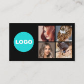 Carte De Visite Noir Ajouter logo Social Media Networking Photo (Devant)