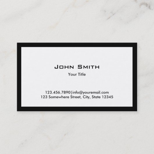 Carte de visite noir audacieux simple de frontière (Devant)