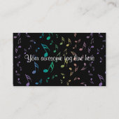 Carte De Visite Noir avec des notes de musique d'arc-en-ciel (Dos)