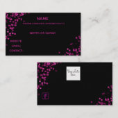 Carte De Visite Noir avec design rose (Devant / Derrière)
