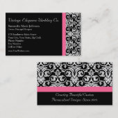 Carte De Visite Noir avec Pink Passion Damas (Devant / Derrière)