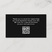 Carte De Visite Noir avec script Décontracté et coeur | Merci (Dos)