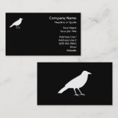 Carte De Visite Noir avec une corneille blanche (Devant / Derrière)