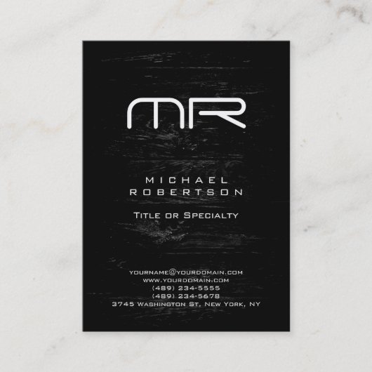 Carte de visite noir blanc à effet de bois (Devant)