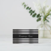 Carte De Visite Noir Blanc Argent Abstrait (Debout devant)