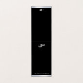 Carte De Visite Noir Blanc Argent Moderne Monogramme Élégant Simpl (Extérieur déplié)