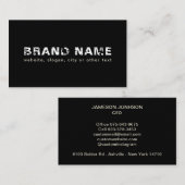 Carte De Visite Noir Blanc Artsy Grunge Marque Cool + Votre nom (Devant / Derrière)