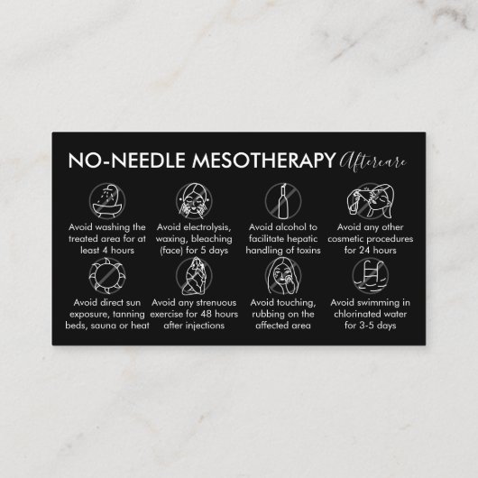 Carte De Visite Noir Blanc Aucun Aiguille Mésothérapie Aftercare (Dos)