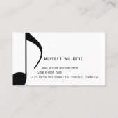 Carte de visite noir&blanc avec musicien note de m (Dos)