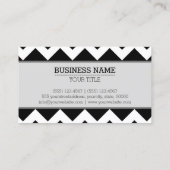Carte De Visite Noir Blanc Chevron Zigzag Monogramme #2 (Dos)