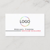 Carte De Visite Noir blanc classique avec logo et photo profession (Devant)