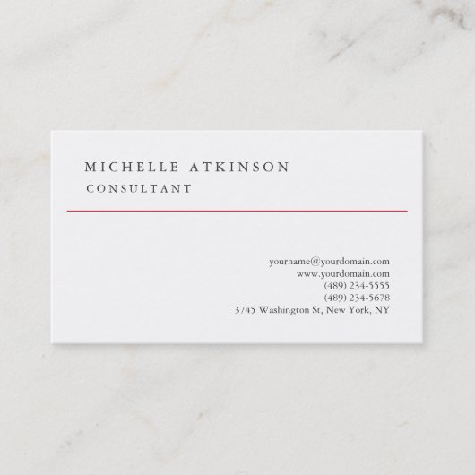 Carte De Visite Noir blanc classique élégant Plain professionnel (Devant)