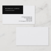 Carte De Visite Noir & Blanc classique élégant Plat Professionnel (Devant / Derrière)