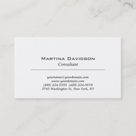 Carte De Visite Noir blanc classique Plat créatif (Devant)